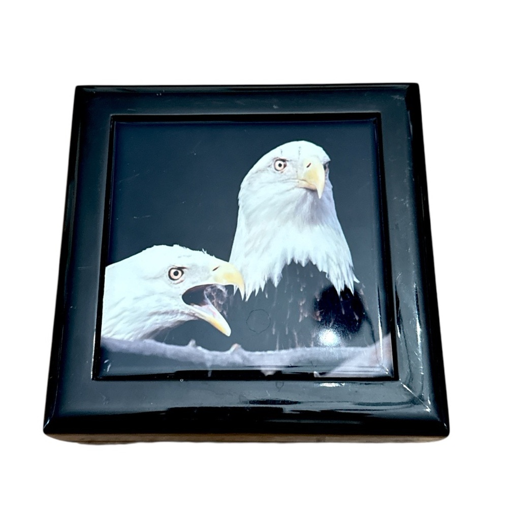 Eagle Design Black Square jewelry Box size 5x5